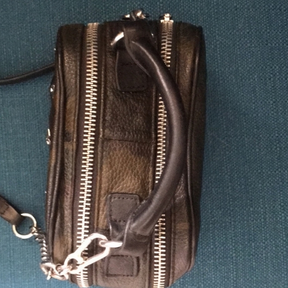 Ash Frankie studded leather crossbody in dark green camo - Picture 2 of 6